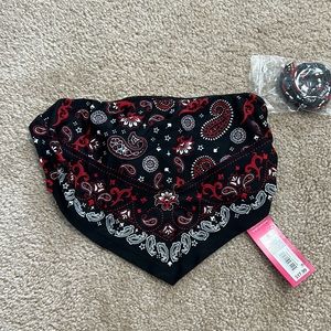Size S xhilaration bathing suit top. Black with red & white details. Brand new.